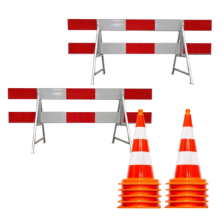 Aluminium schrikhek + 10 kegels 75cm huren