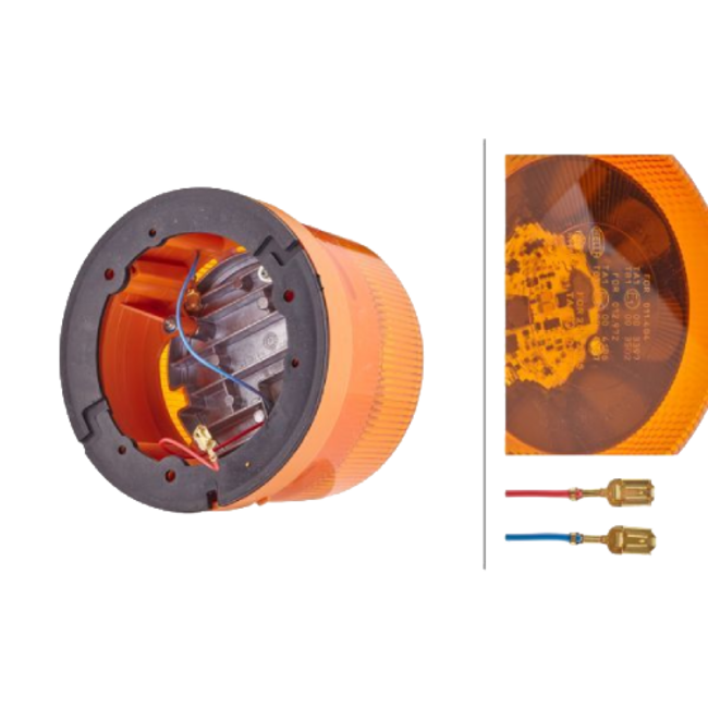 HELLA KL 7000 LED zwaailamp 12/24V oranje – roterend – vaste montage – 2RL 011 484-001