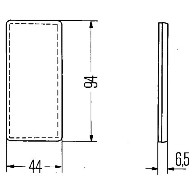 HELLA rode rechthoekige reflector 94 × 44 mm – zelfklevend – 8RA 003 326-031