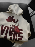 OVERSIZED VIVRE LA VIE HOODIE - BEIGE
