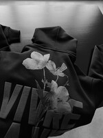 OVERSIZED VIVRE LA VIE HOODIE - BLACK AND GREY