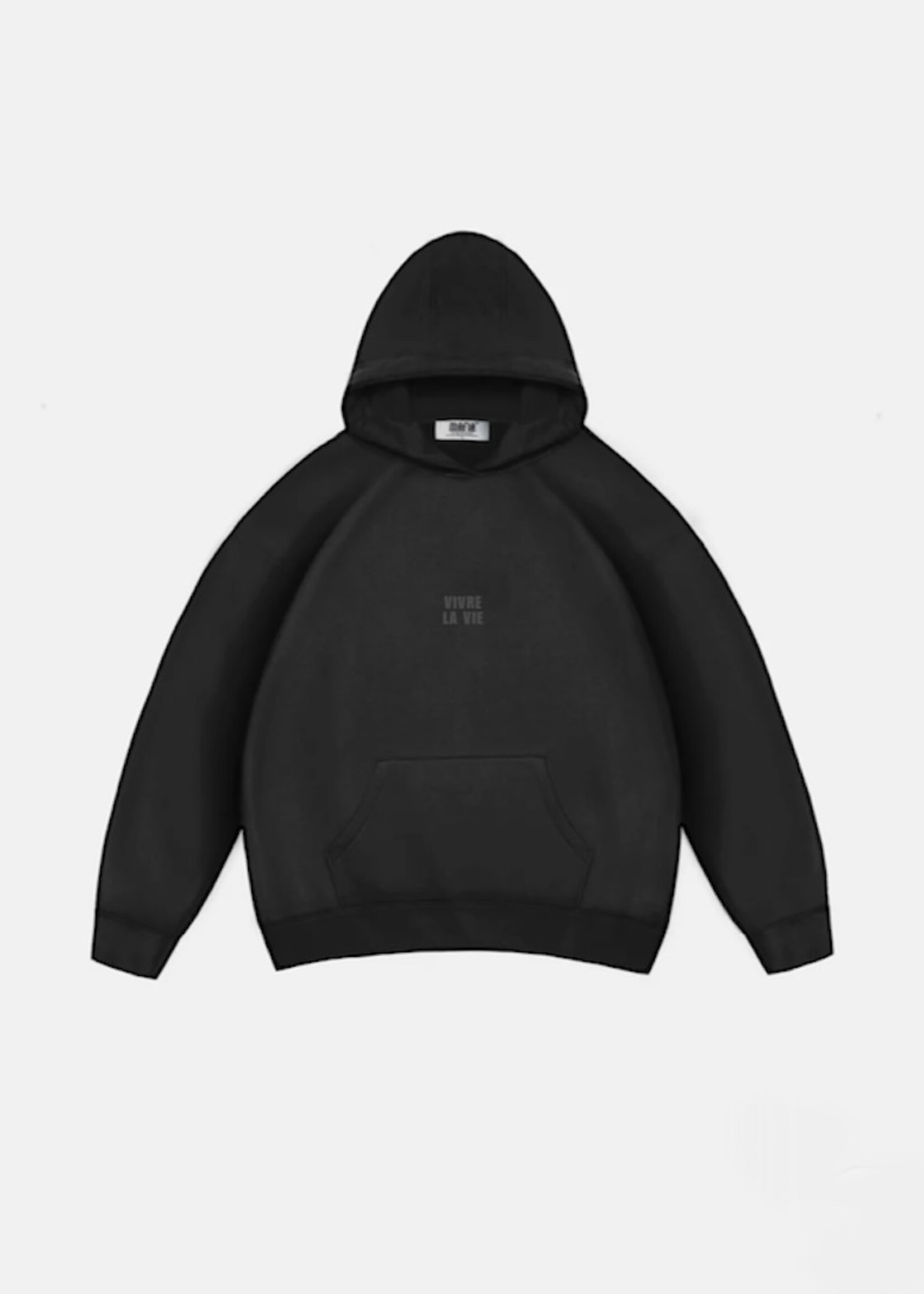 OVERSIZED VIVRE LA VIE HOODIE - BLACK AND GREY
