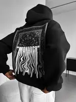 OVERSIZED MONARCH HOODIE - BLACK AND WHITE