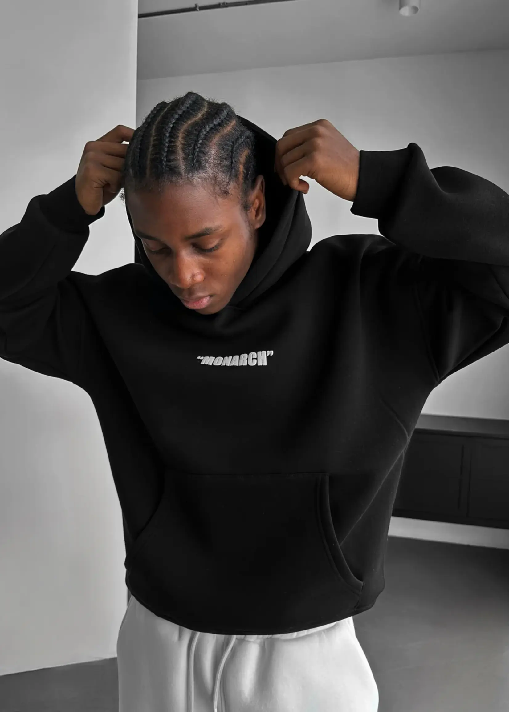 OVERSIZED MONARCH HOODIE - BLACK AND WHITE