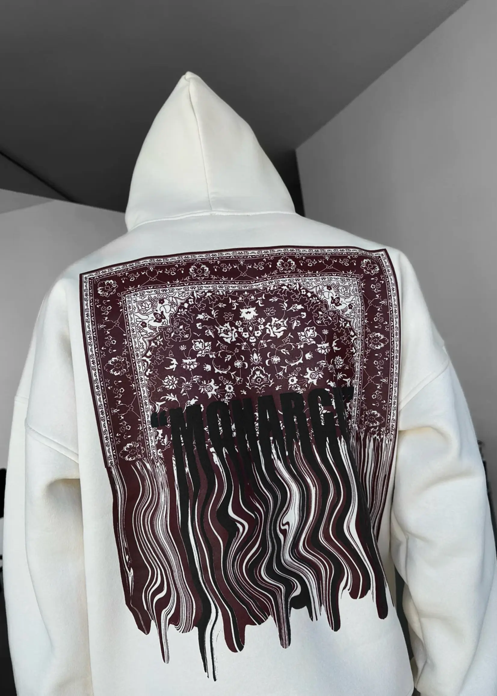 OVERSIZED MONARCH HOODIE - BEIGE AND BORDEAUX