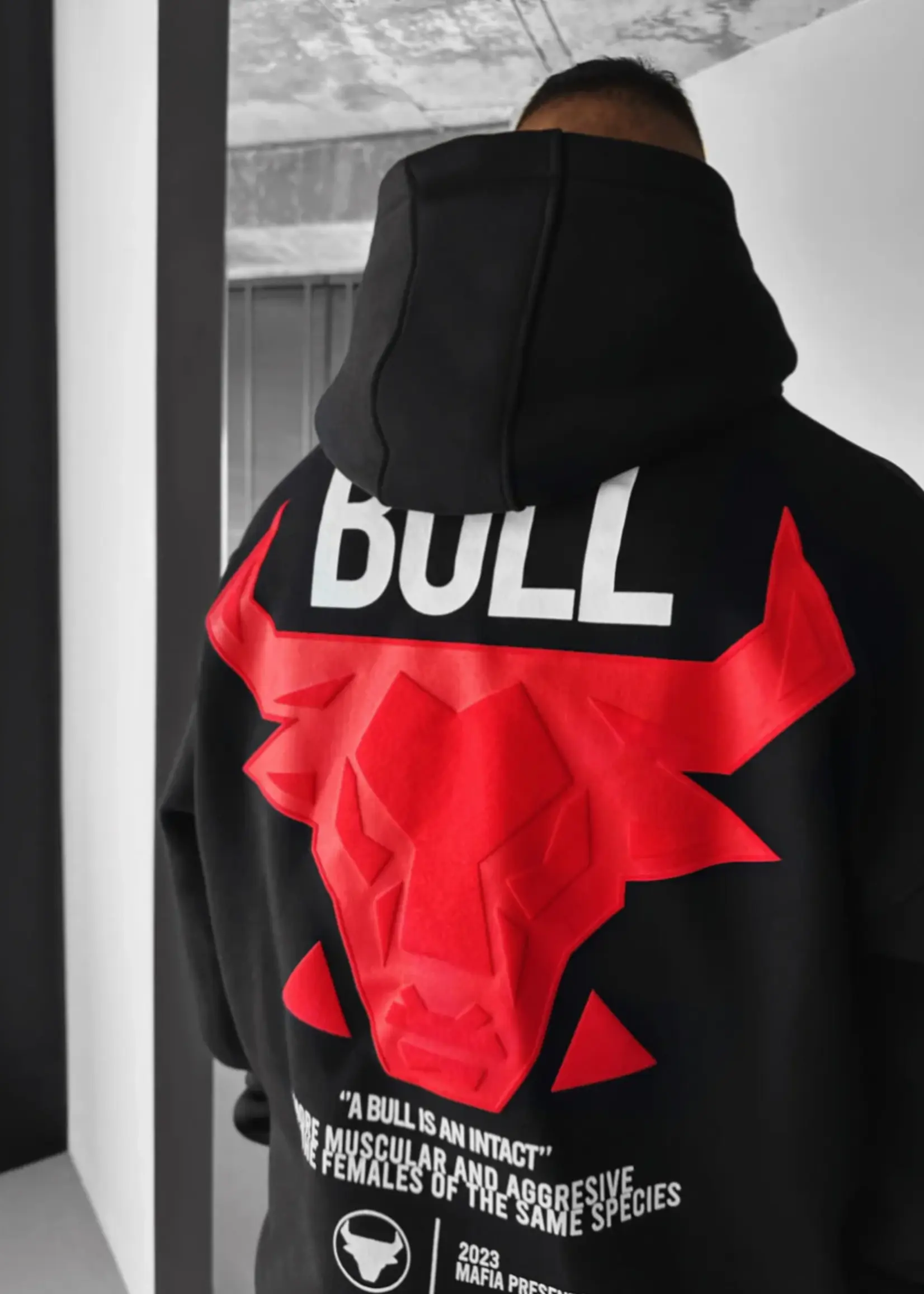 OVERSIZED BULL HOODIE - BLACK