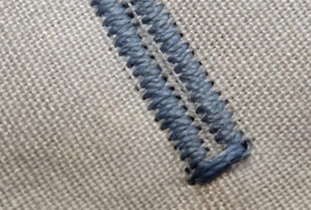 Close-up of a stitched buttonhole.