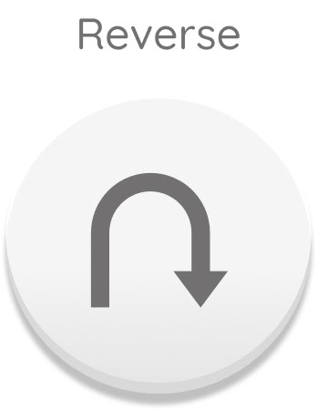 White button with a grey arrow showing a turn.