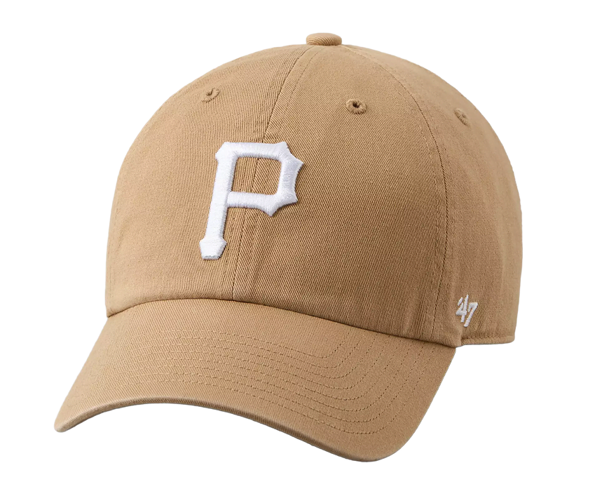 Beige cap with an embroidered letter P in white.