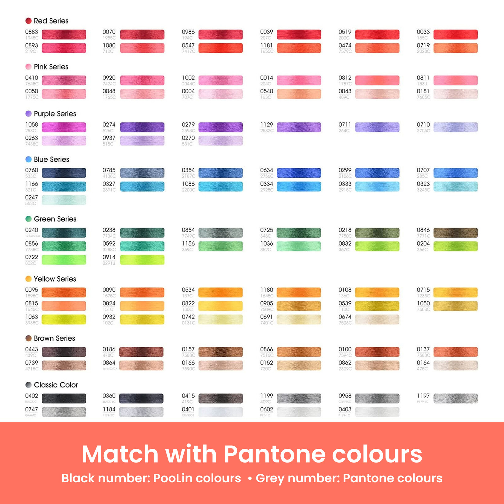 PooLin Embroidery Thread (4000 m rolls) - 100 colours