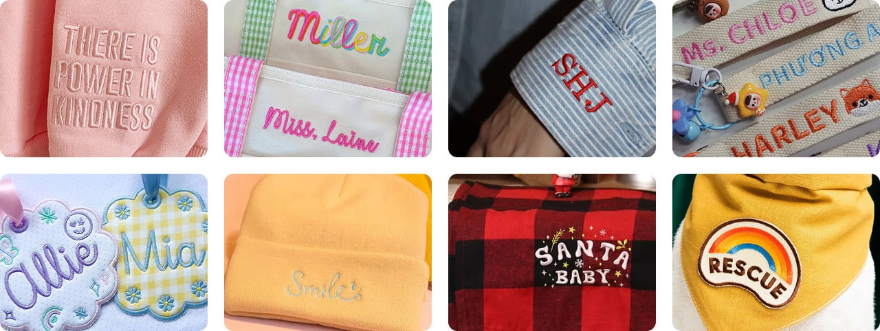 Sleeve embroidery, embroidered customisation, embroidered keychain, embroidered tags, embroidered beanies, embroidered blankets, embroidered pet scarves