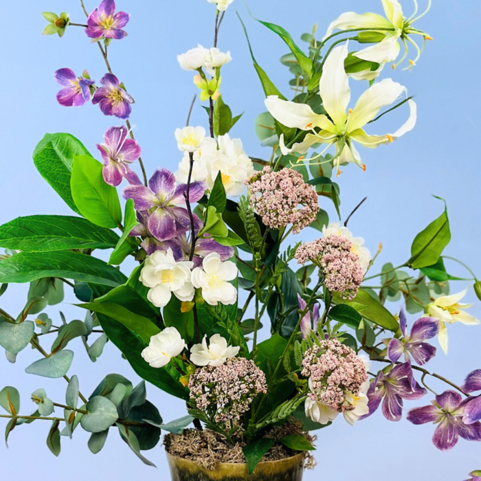 Zijden bloemen boeket "Drika's garden" incl. vaas | 70cm