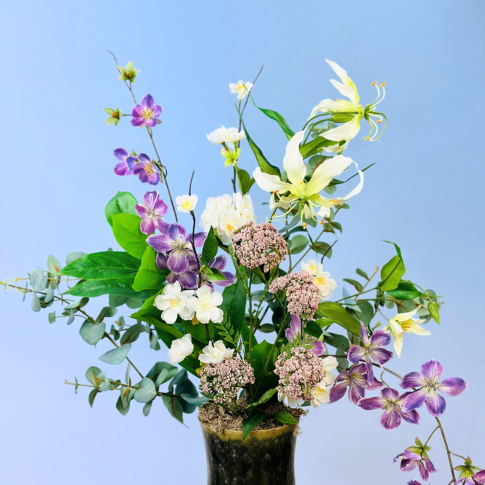 Zijden bloemen boeket "Drika's garden" incl. vaas | 70cm