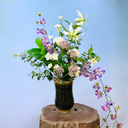 Zijden bloemen boeket "Drika's garden" incl. vaas | 70cm