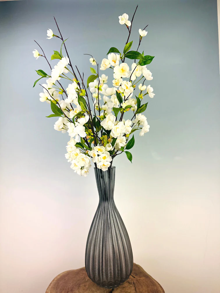 Zijden boeket "Perzik bloessem" - inclusief vaas | 80cm