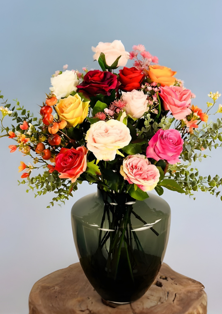 Zijden boeket "Rosie's Blaze" | 50cm