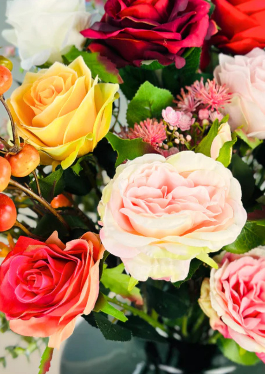 Zijden boeket "Rosie's Blaze" | 50cm