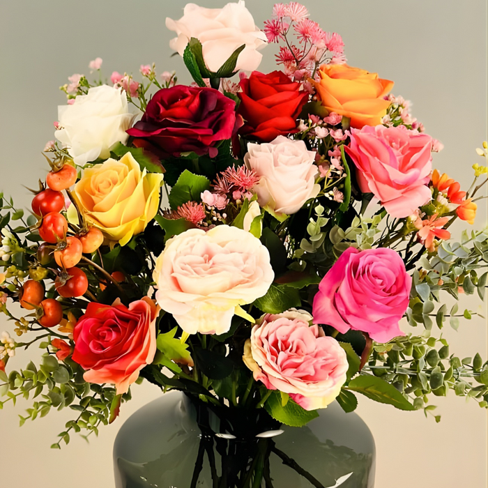 Zijden boeket "Rosie's Blaze" | 50cm