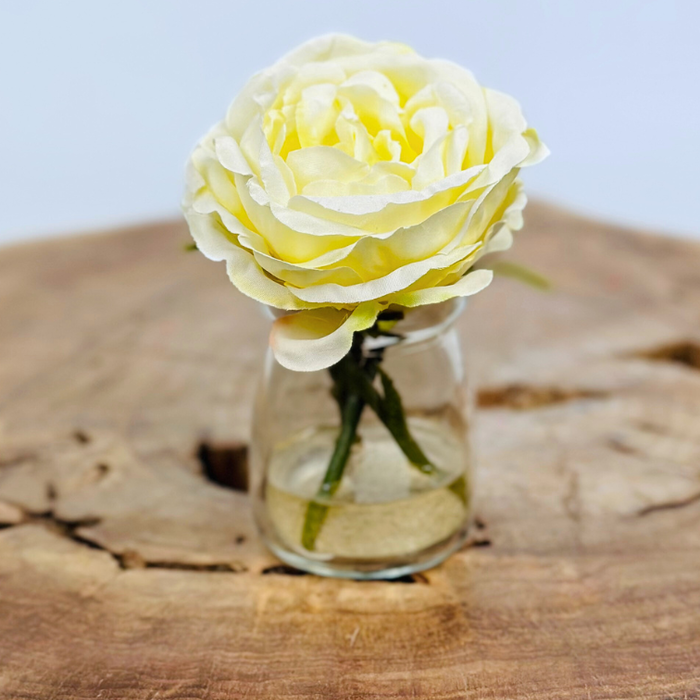 Zijden roos "wit" in vaasje | 11cm
