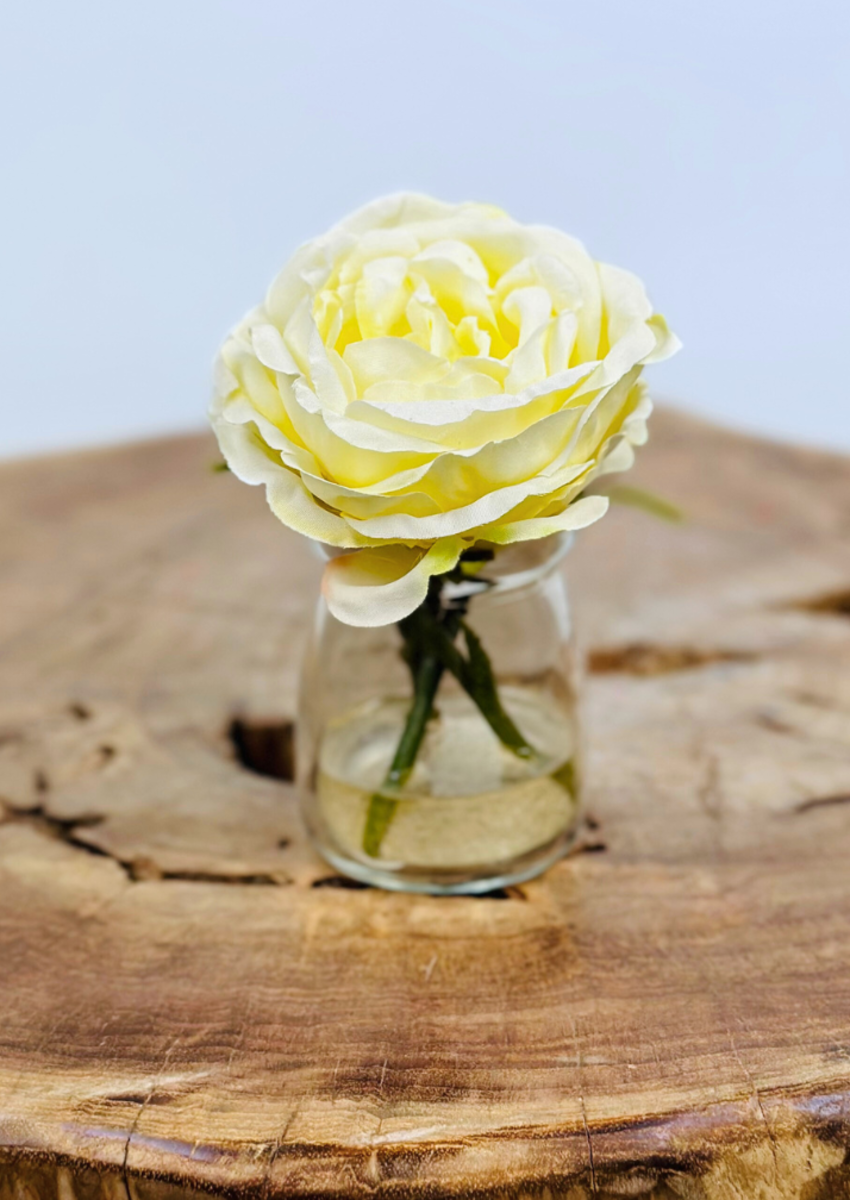 Zijden roos "wit" in vaasje | 11cm