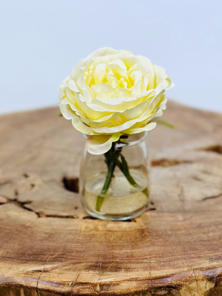 Zijden roos "wit" in vaasje | 11cm