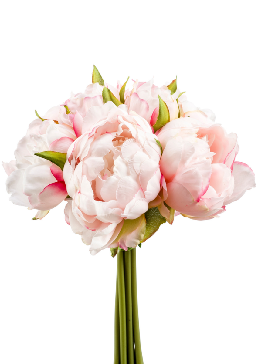 Zijden bloem "Peony" bos lichtroze | 24cm