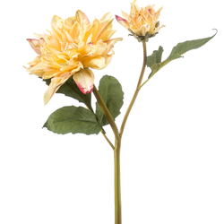 Zijden bloem "Dahlia" geel (gedroogde look) | 52cm