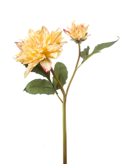 Zijden bloem "Dahlia" geel (gedroogde look) | 52cm