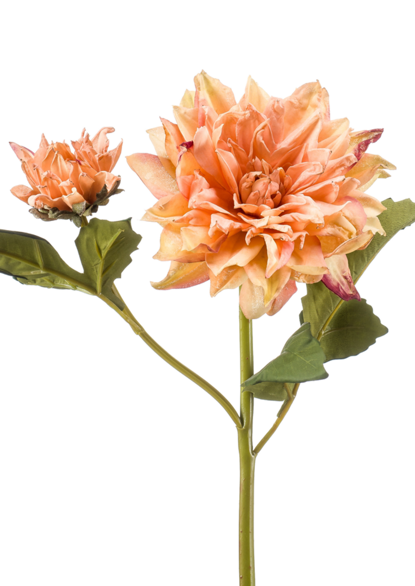 Zijden bloem "Dahlia" perzik (gedroogde look) | 52cm