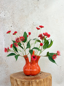 Zijden boeket "Flaming Love" - incl. oranje tulpenvaas | 60cm