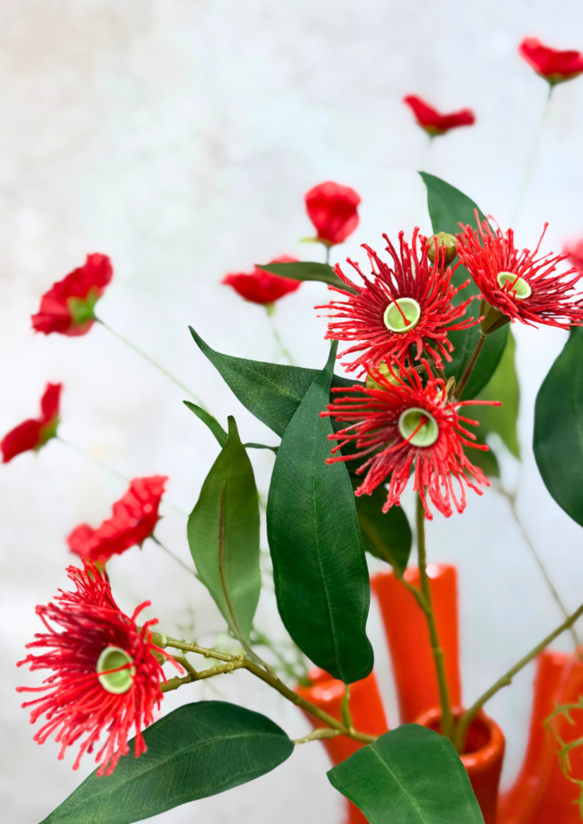 Zijden boeket "Flaming Love" - inclusief oranje tulpenvaas
