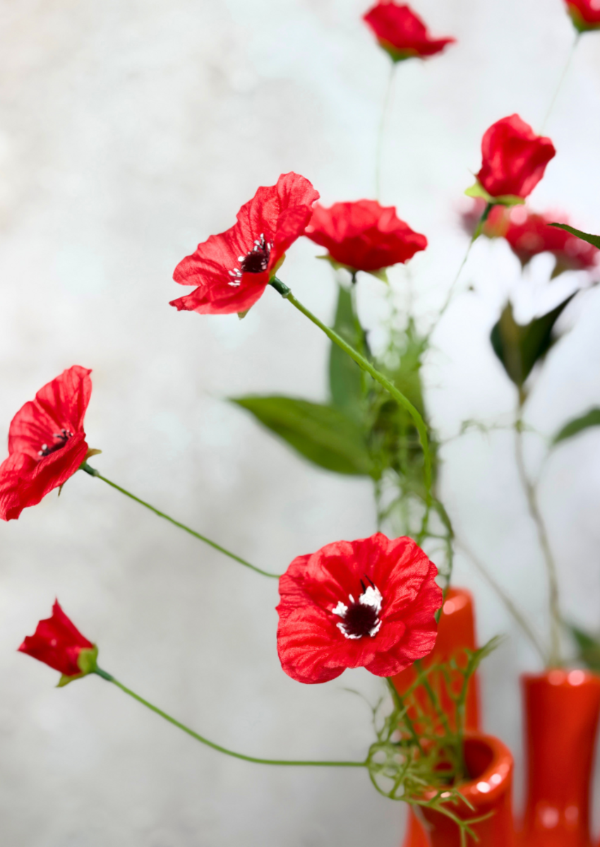 Zijden boeket "Flaming Love" - inclusief oranje tulpenvaas