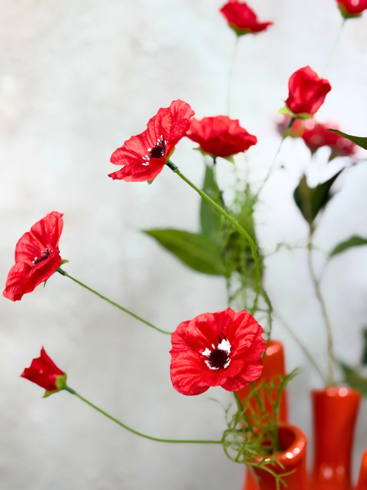 Zijden boeket "Flaming Love" - incl. oranje tulpenvaas | 60cm
