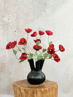 Zijden boeket "Poppy Field" incl. zwarte vaas