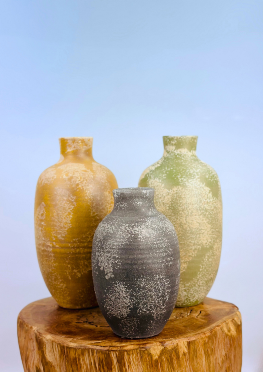 Luxe betonnen vaas - okergeel | 35cm