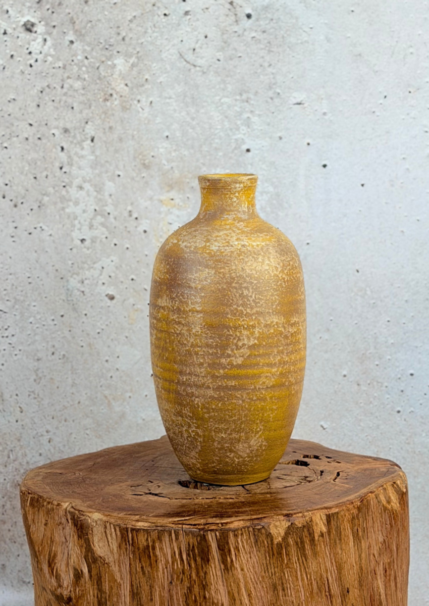 Luxe betonnen vaas - okergeel | 35cm