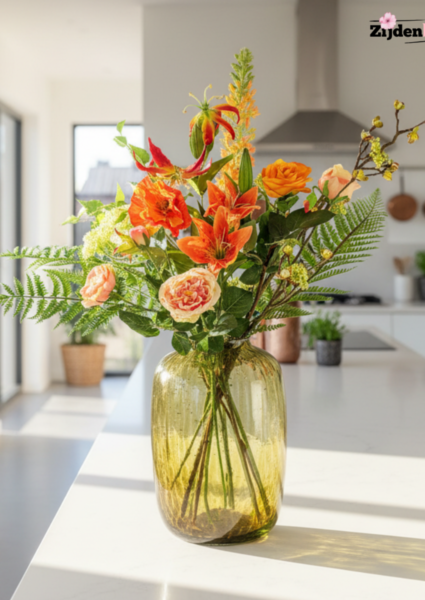 Zijden boeket "Soft Orange" | 100cm