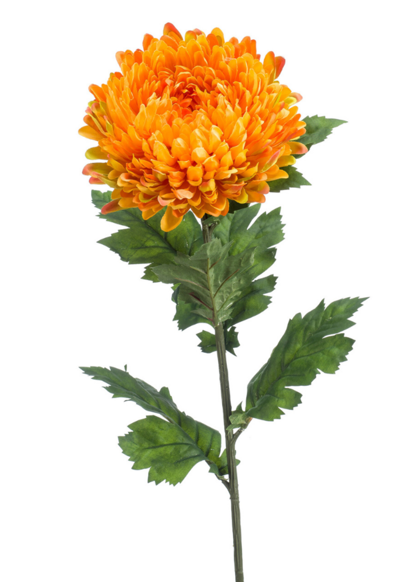 Zijden bloem "Mum" geel | 75 cm