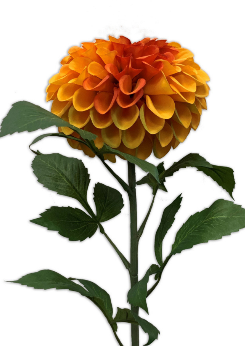 Zijden bloem "Dahlia" Pompom oranje | 74 cm
