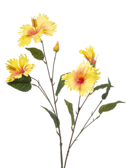 Zijden bloem "Hibiscus" geel | 86 cm