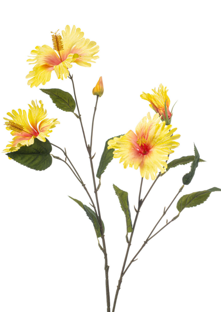 Zijden bloem "Hibiscus" geel | 86 cm