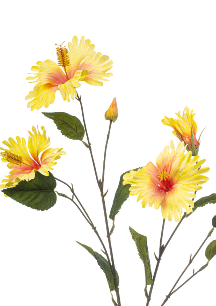 Zijden bloem "Hibiscus" geel | 86 cm