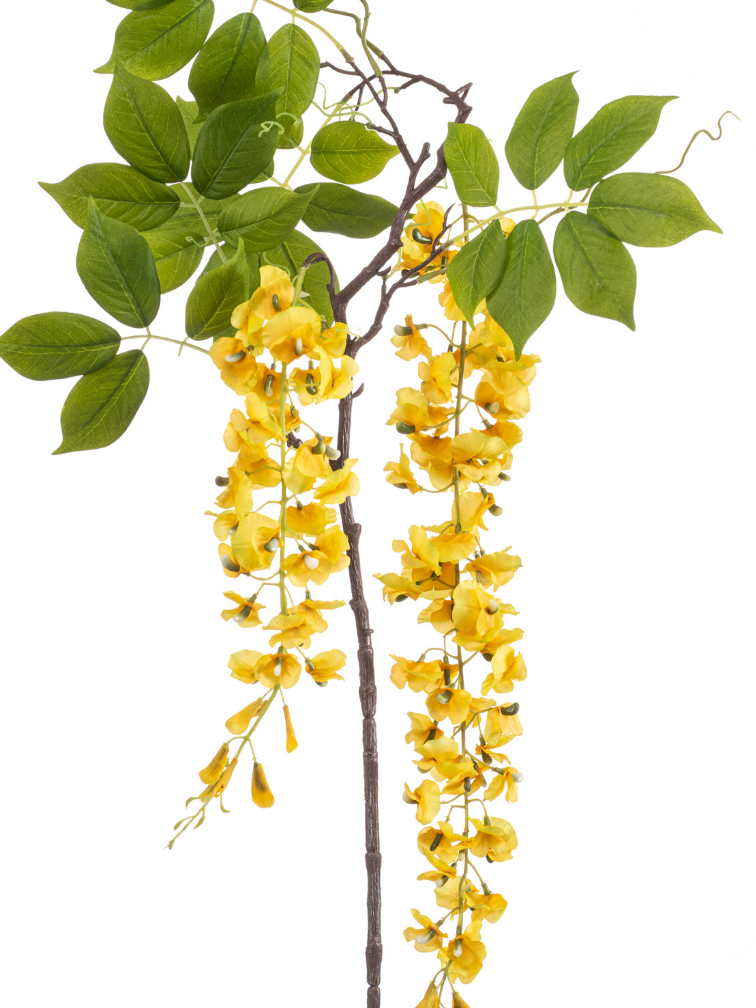 Zijden bloem "Wisteria tak" geel | 145 cm