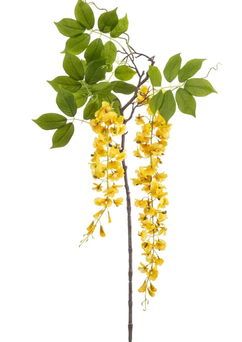Zijden bloem "Wisteria tak" geel | 145 cm