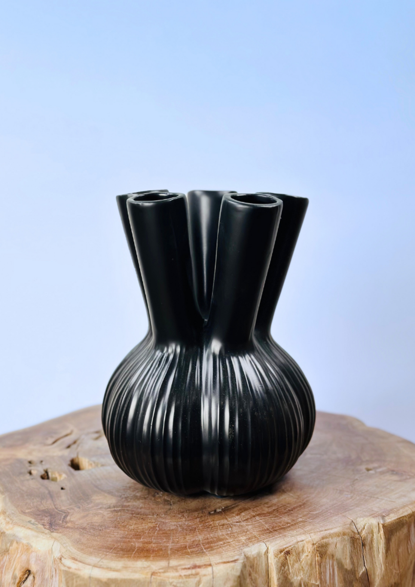 Zijden boeket "Roze Bloesem" incl. zwarte vaas