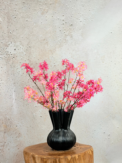 Zijden boeket "Roze Bloesem" incl. zwarte vaas