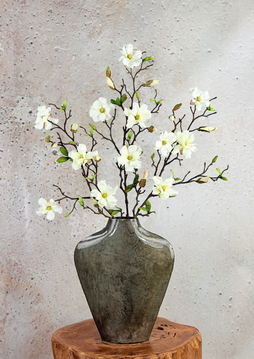 Zijden boeket "Wild Magnolia" - inclusief vaas  | 70cm