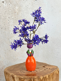 Mini zijden boeket "Blue Thoughts" - inclusief vaas