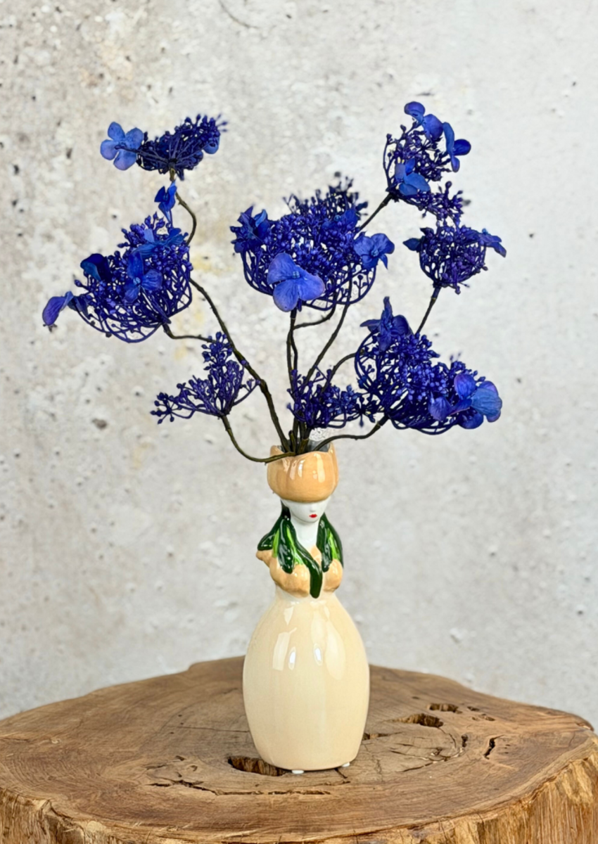 Mini zijden boeket "Blues for you" - inclusief vaas