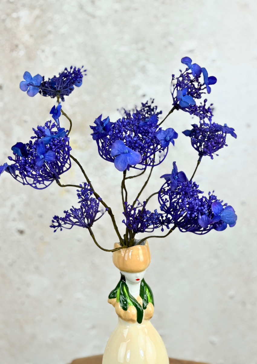 Mini zijden boeket "Blues for you" - inclusief vaas